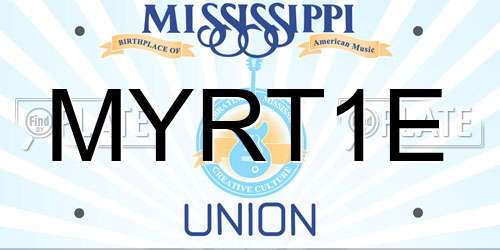MYRT1E Mississippi License Plate
