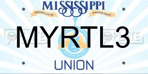 MYRTL3 Mississippi License Plate