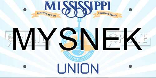 MYSNEK Mississippi License Plate
