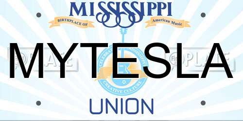 MYTESLA Mississippi License Plate