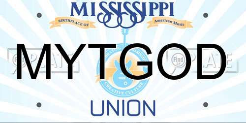 MYTGOD Mississippi License Plate