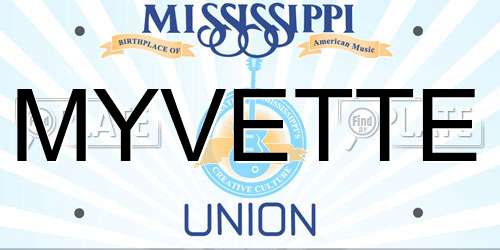 MYVETTE Mississippi License Plate