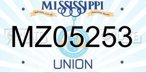 MZ05253 Mississippi License Plate