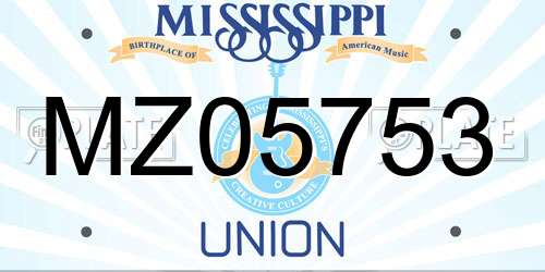 MZ05753 Mississippi License Plate