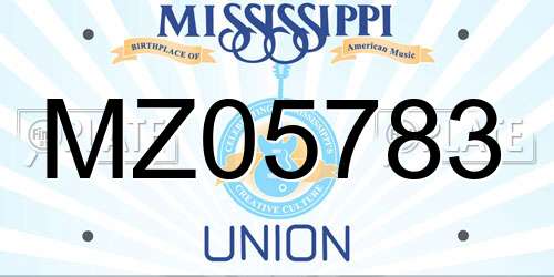 MZ05783 Mississippi License Plate