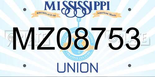 MZ08753 Mississippi License Plate