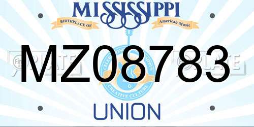 MZ08783 Mississippi License Plate