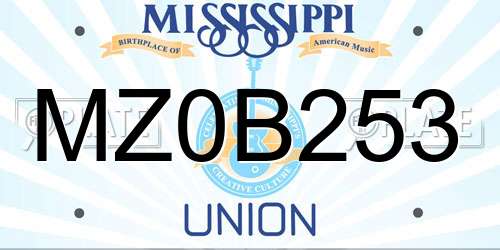 MZ0B253 Mississippi License Plate