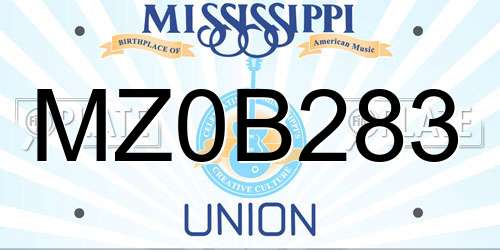 MZ0B283 Mississippi License Plate