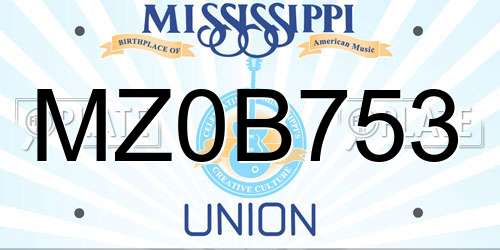 MZ0B753 Mississippi License Plate