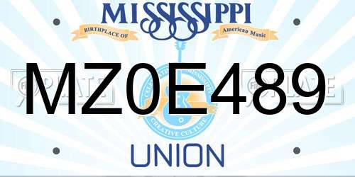 MZ0E489 Mississippi License Plate