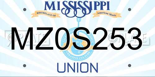 MZ0S253 Mississippi License Plate