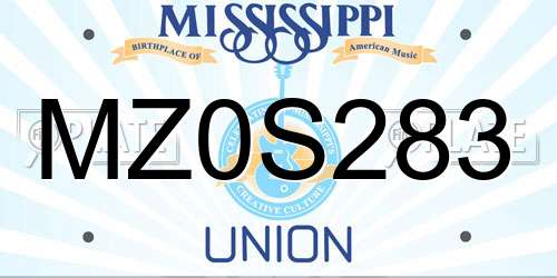 MZ0S283 Mississippi License Plate