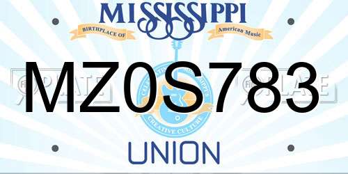 MZ0S783 Mississippi License Plate