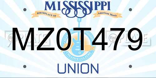 MZ0T479 Mississippi License Plate