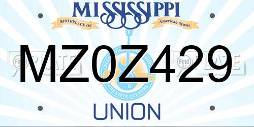 MZ0Z429 Mississippi License Plate