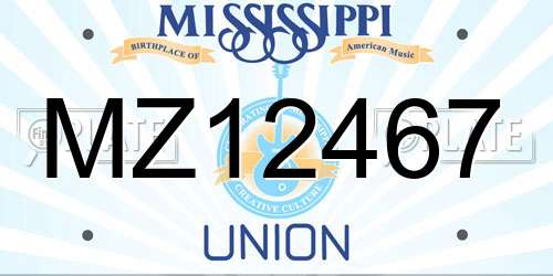 MZ12467 Mississippi License Plate
