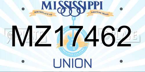MZ17462 Mississippi License Plate