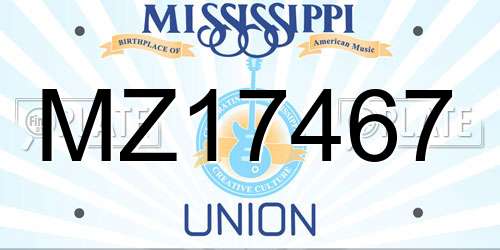 MZ17467 Mississippi License Plate