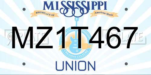 MZ1T467 Mississippi License Plate