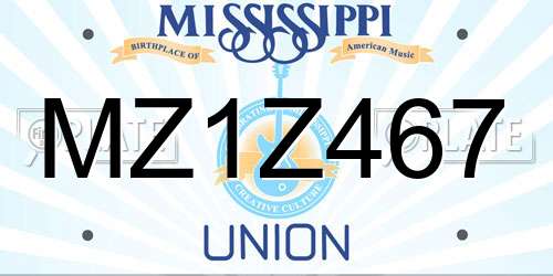 MZ1Z467 Mississippi License Plate