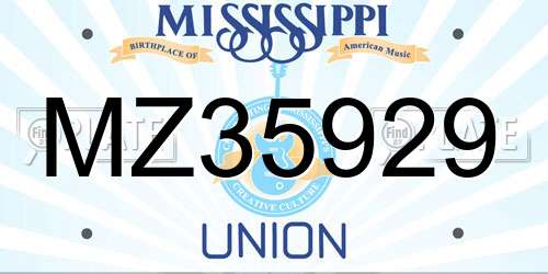 MZ35929 Mississippi License Plate