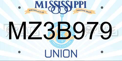 MZ3B979 Mississippi License Plate
