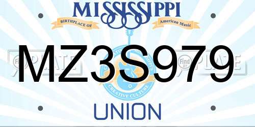 MZ3S979 Mississippi License Plate