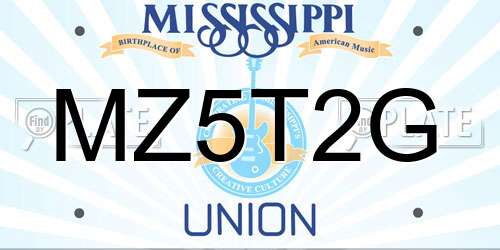 MZ5T2G Mississippi License Plate