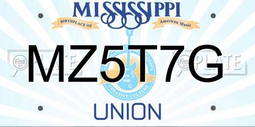 MZ5T7G Mississippi License Plate