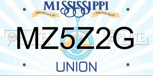 MZ5Z2G Mississippi License Plate