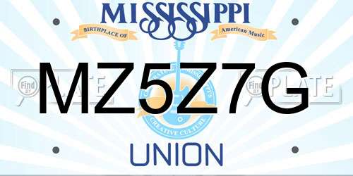 MZ5Z7G Mississippi License Plate
