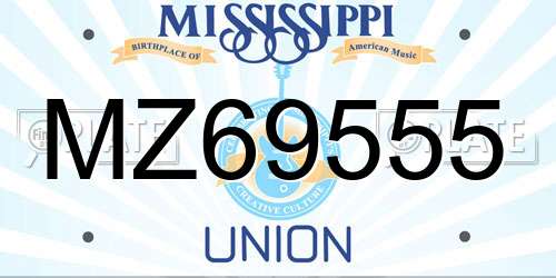 MZ69555 Mississippi License Plate