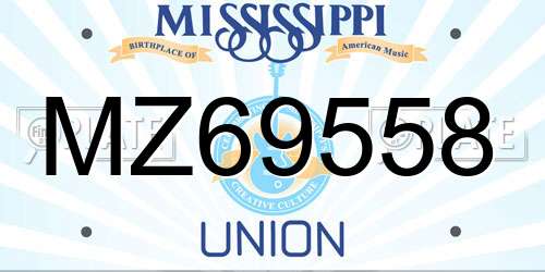 MZ69558 Mississippi License Plate