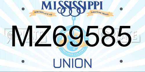 MZ69585 Mississippi License Plate