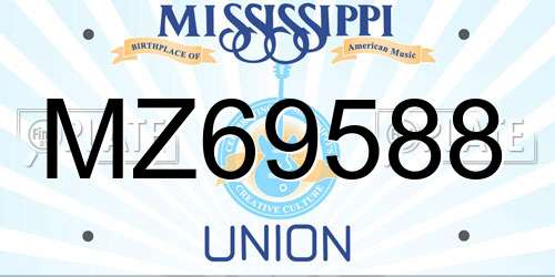 MZ69588 Mississippi License Plate