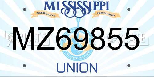 MZ69855 Mississippi License Plate