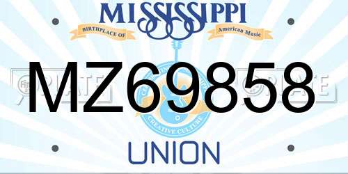 MZ69858 Mississippi License Plate