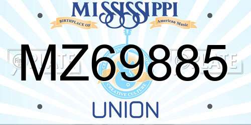 MZ69885 Mississippi License Plate