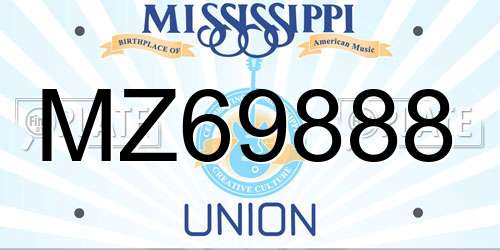 MZ69888 Mississippi License Plate