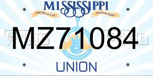 MZ71084 Mississippi License Plate