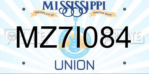MZ7I084 Mississippi License Plate