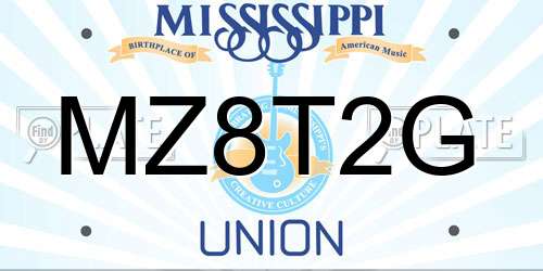 MZ8T2G Mississippi License Plate