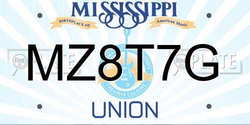 MZ8T7G Mississippi License Plate