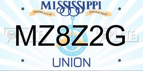 MZ8Z2G Mississippi License Plate