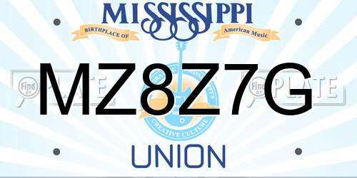 MZ8Z7G Mississippi License Plate