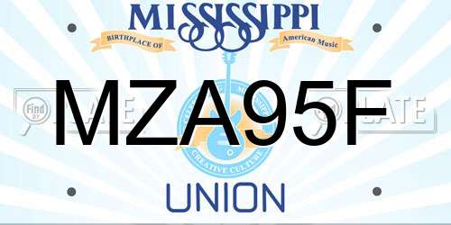 MZA95F Mississippi License Plate