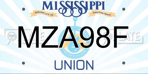 MZA98F Mississippi License Plate