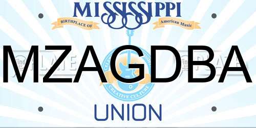 MZAGDBA Mississippi License Plate