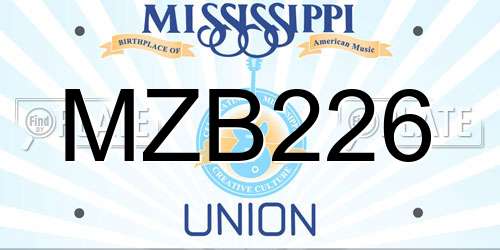 MZB226 Mississippi License Plate